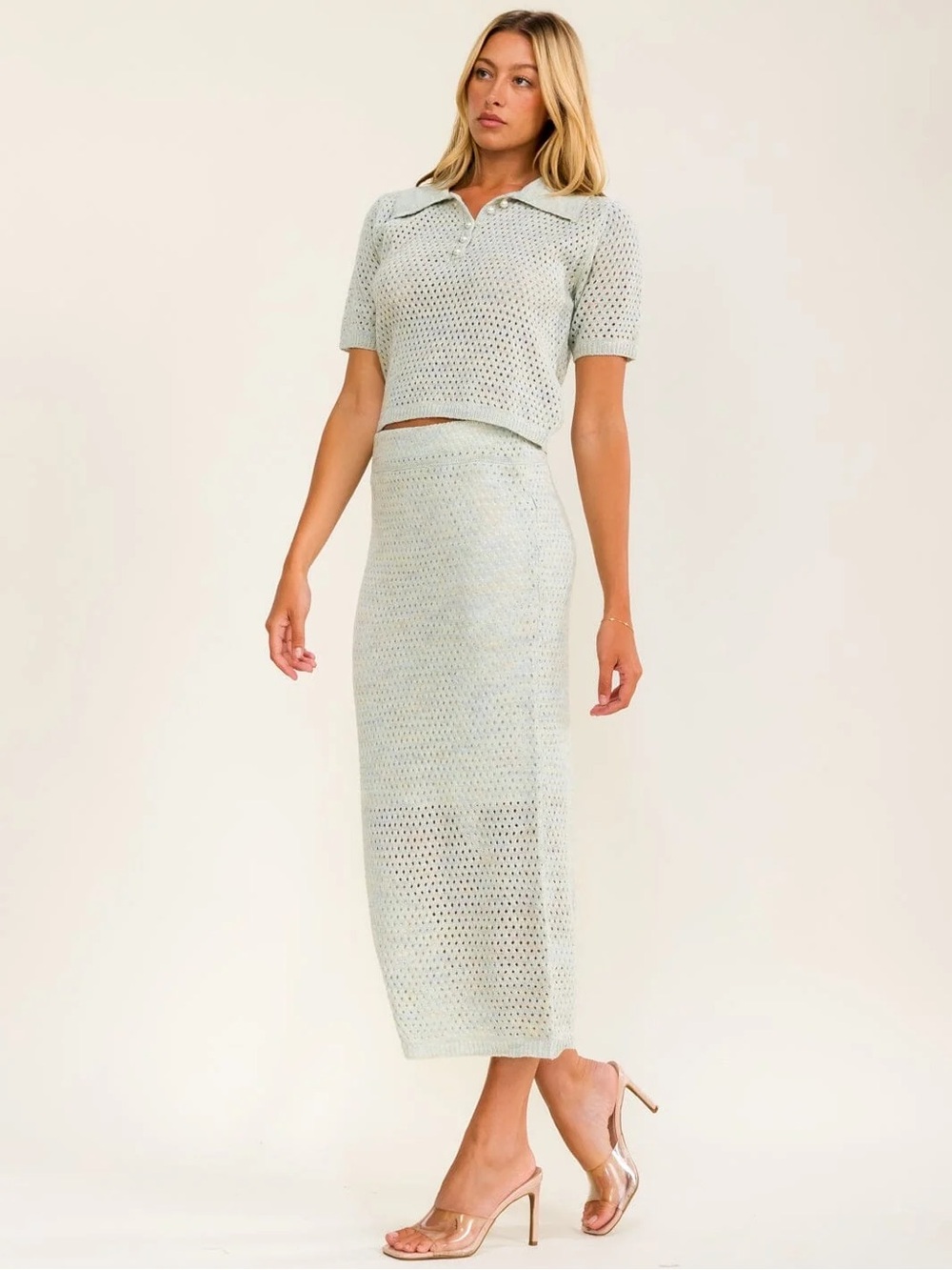 BEULAH | Ocean Pearl Knit Skirt Set - Picture 3 of 4